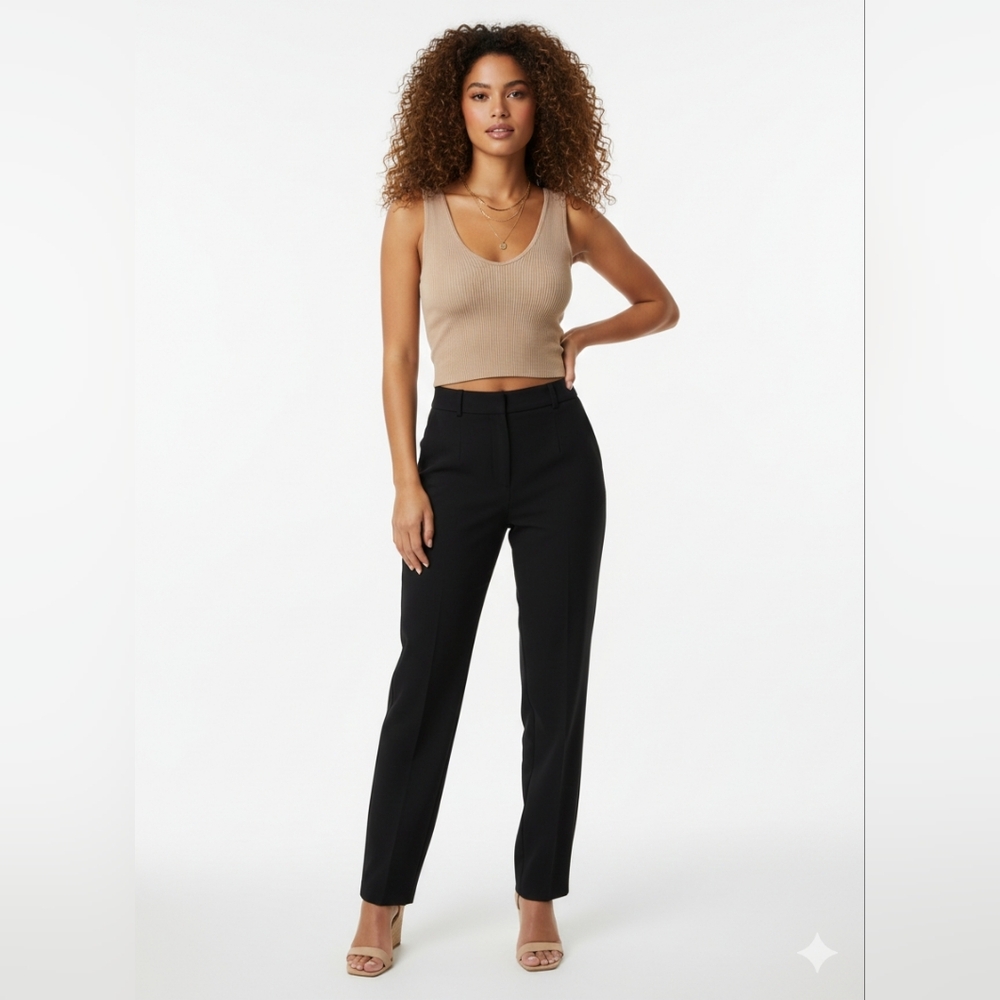 Dynamic Taupe Tan Ribbed Cropped Tank Top OS - Picture 2 of 8